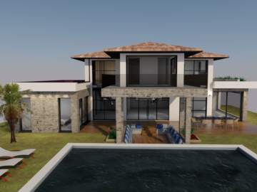 villa contemporaine sur deux niveaux avec piscine